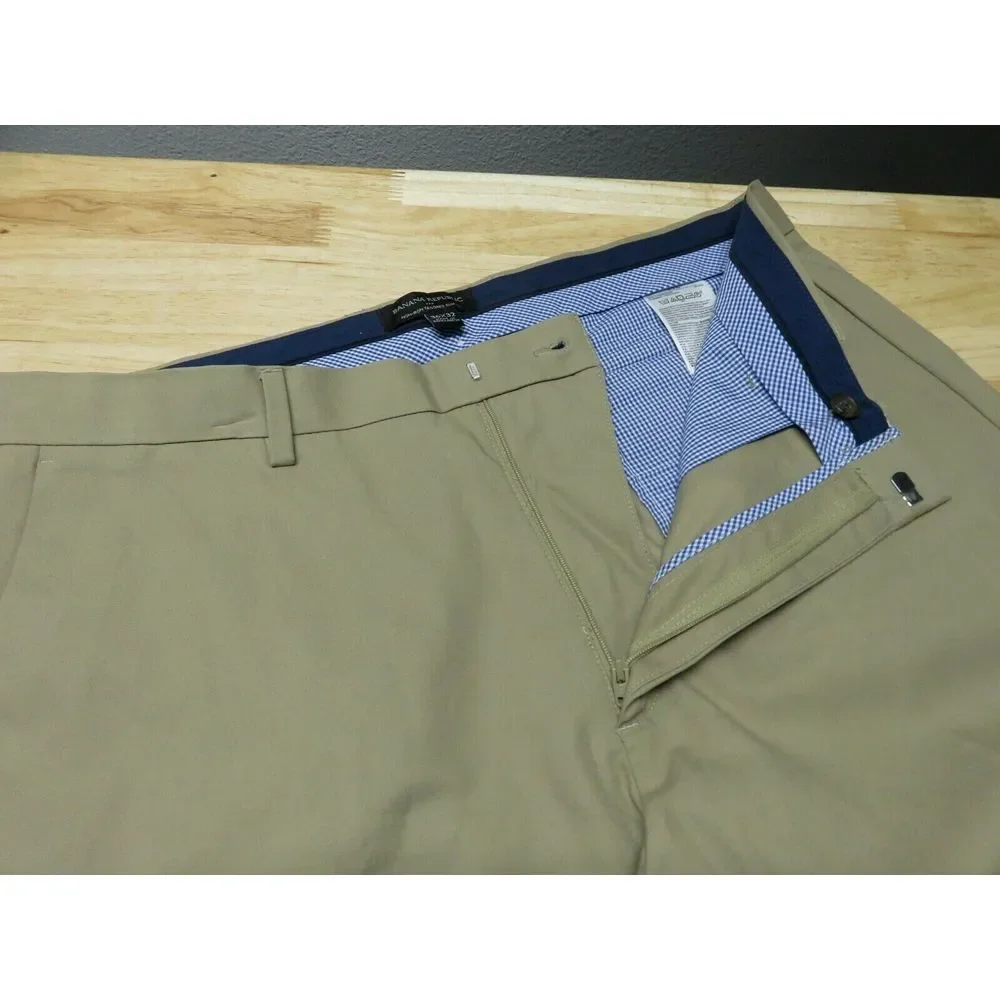 Mens Banana Republic Brown Flat Front Dress Pants Non Iron Tailored Cotton 36x32